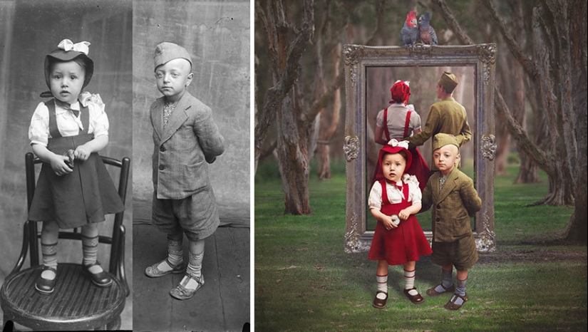 The artist turns vintage photographs into mind-blowing illustrations