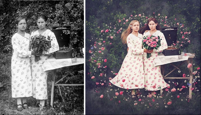 The artist turns vintage photographs into mind-blowing illustrations