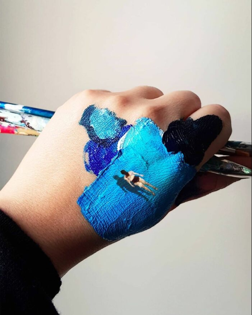 The artist uses her hands as a canvas to show hidden worlds The artist uses her hands as a canvas to show hidden worlds