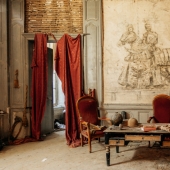 The French castle of Quesnel shortly before the devastating fire