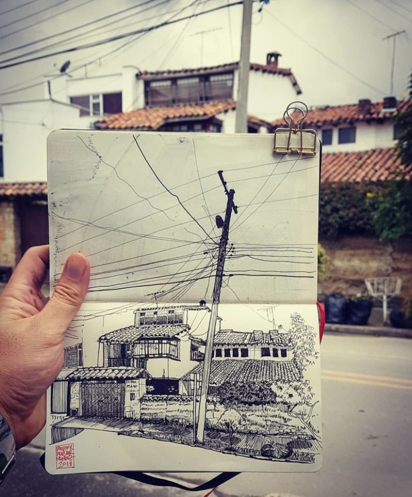 The reality is transferred to the paper: the incredible sketches of the architect from Colombia