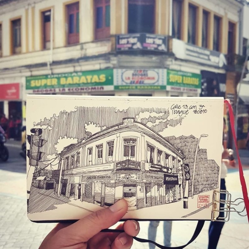 The reality is transferred to the paper: the incredible sketches of the architect from Colombia