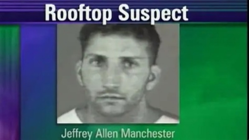 The true story of robber Jeffrey Manchester, who hid on the roof of a toy store.