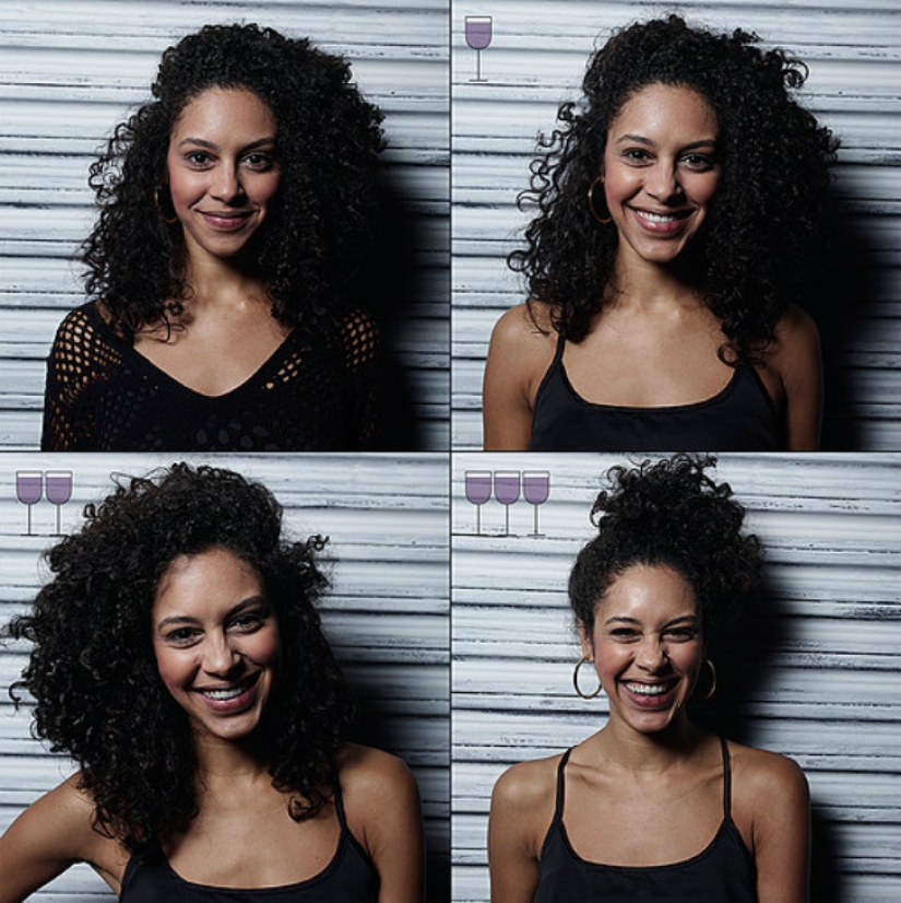 Todos los tonos de borrachos: cara y después de un par de copas Todos los tonos de borrachos: cara y después de un par de copas