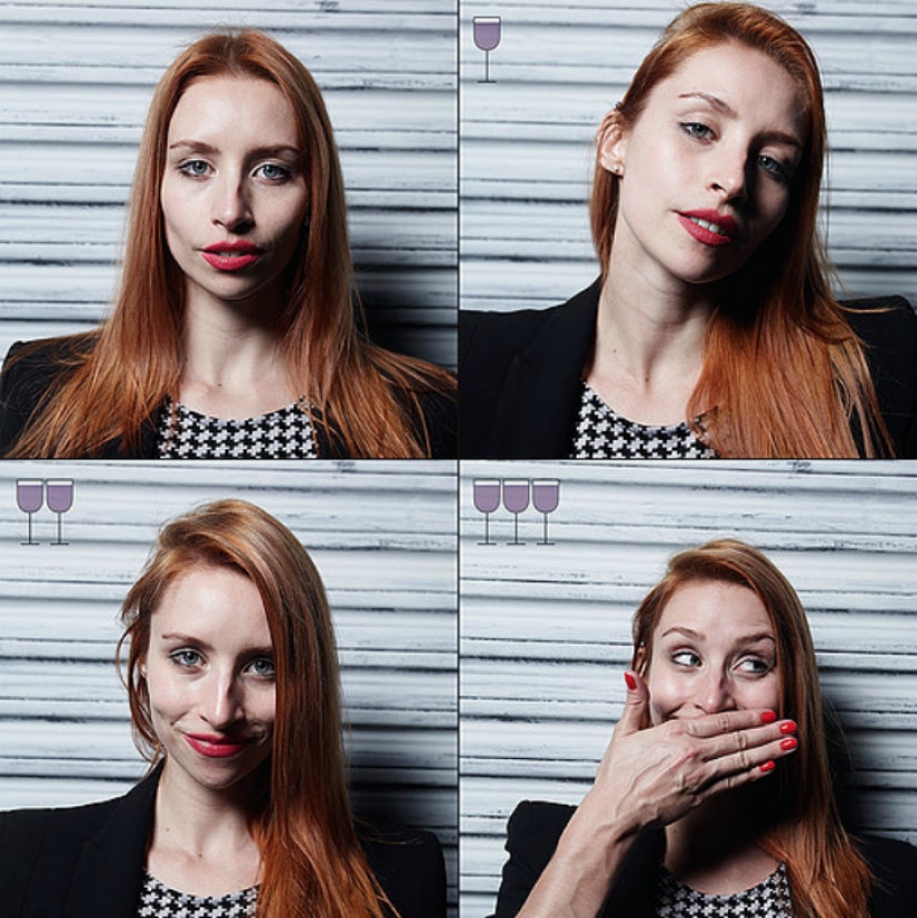 Todos los tonos de borrachos: cara y después de un par de copas Todos los tonos de borrachos: cara y después de un par de copas