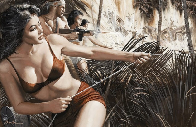 Una mezcla de espías, bellezas, nazis y héroes en impresionantes ilustraciones de Mort Kunstler Una mezcla de espías, bellezas, nazis y héroes en impresionantes ilustraciones de Mort Kunstler