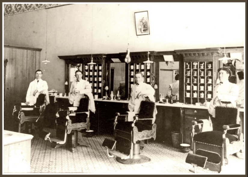 What did barbershops look like in the late XIX - early XX century