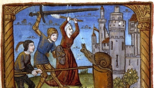 Why do medieval drawings show snails fighting knights?