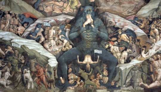 Why in the Middle Ages demons were painted with faces between their legs