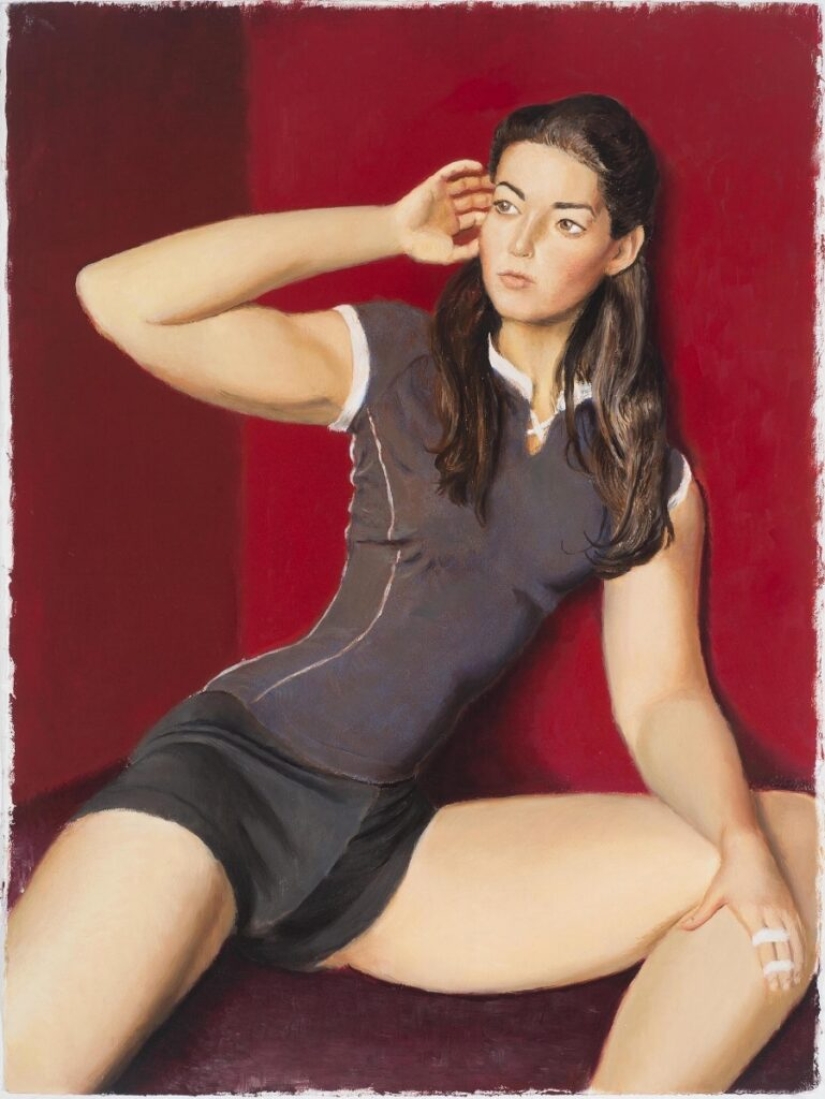 Ironic paintings by Jansson Stegner: massive beauties against thin guys