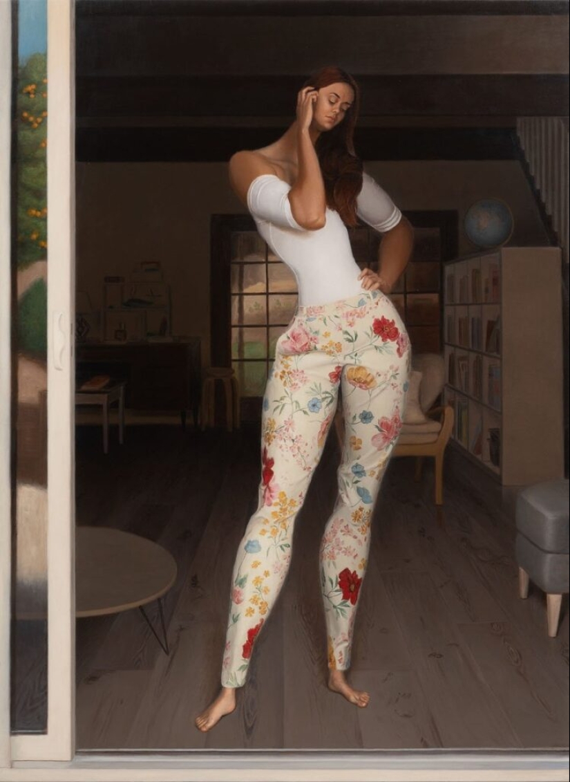 Pinturas irónicas de Jansson Stegner: bellezas enormes frente a chicos delgados Pinturas irónicas de Jansson Stegner: bellezas enormes frente a chicos delgados