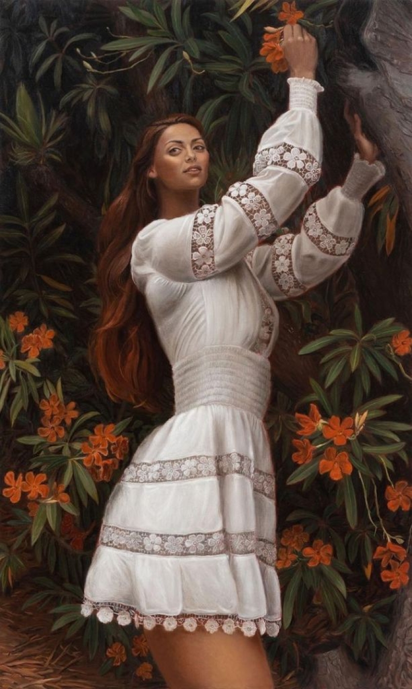 Pinturas irónicas de Jansson Stegner: bellezas enormes frente a chicos delgados Pinturas irónicas de Jansson Stegner: bellezas enormes frente a chicos delgados