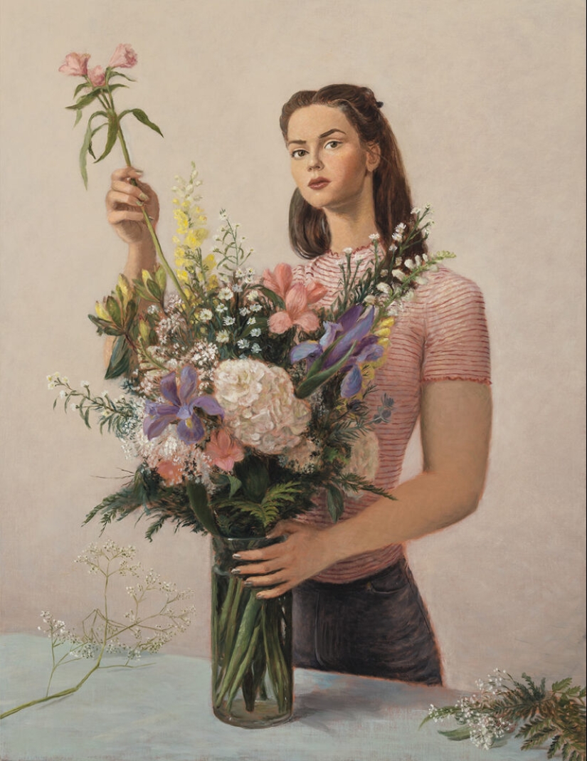 Pinturas irónicas de Jansson Stegner: bellezas enormes frente a chicos delgados Pinturas irónicas de Jansson Stegner: bellezas enormes frente a chicos delgados