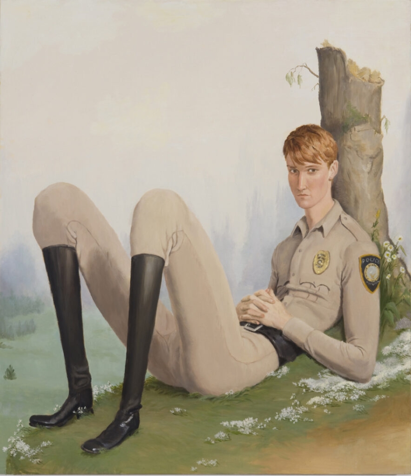 Pinturas irónicas de Jansson Stegner: bellezas enormes frente a chicos delgados Pinturas irónicas de Jansson Stegner: bellezas enormes frente a chicos delgados