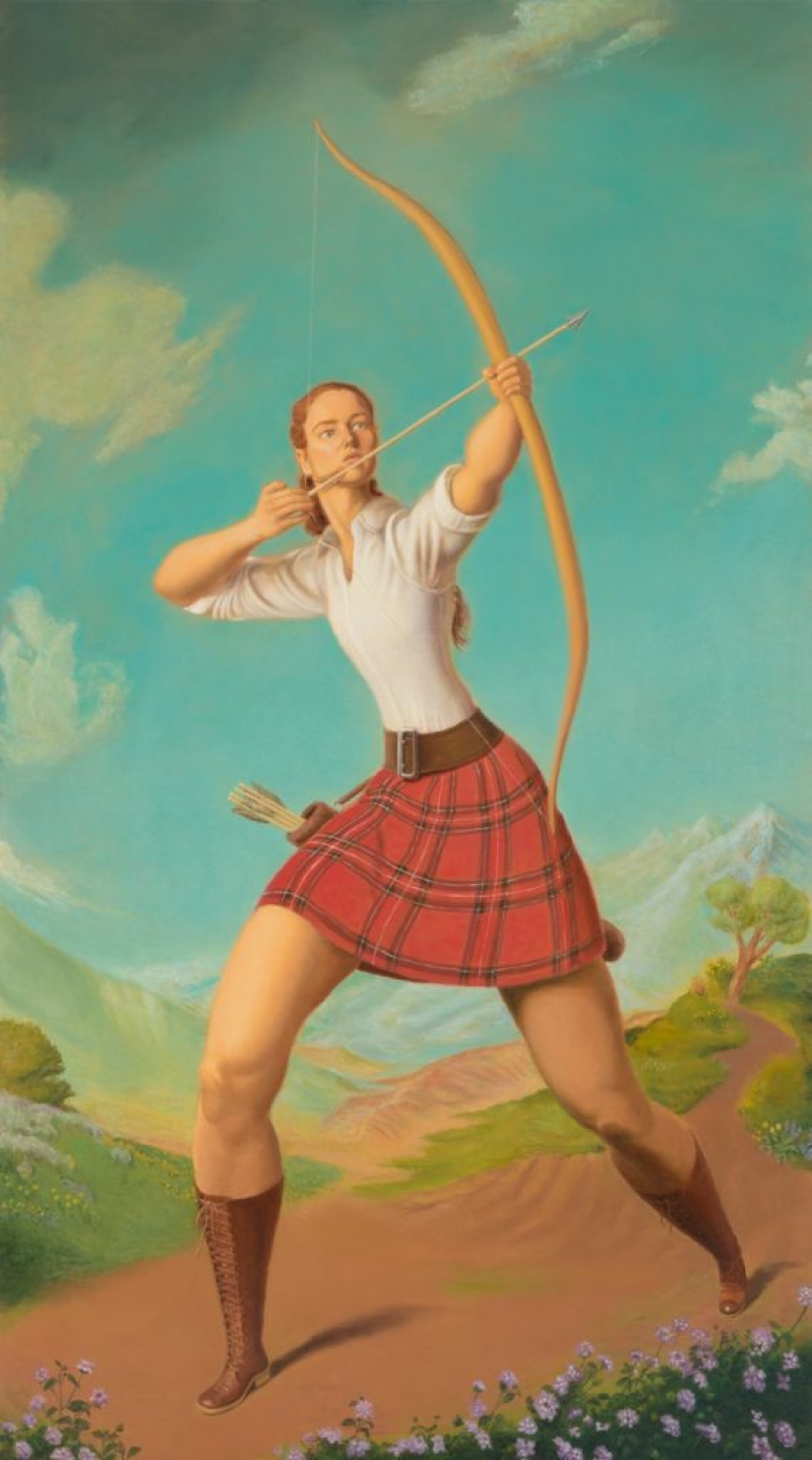 Pinturas irónicas de Jansson Stegner: bellezas enormes frente a chicos delgados Pinturas irónicas de Jansson Stegner: bellezas enormes frente a chicos delgados