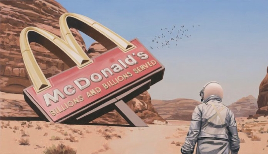 Wandering of a lonely astronaut on the wreckage of civilization